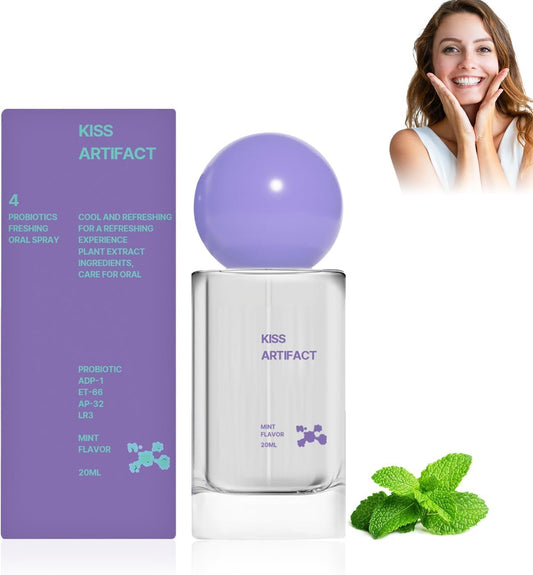 Probiotic oral spray bottle in a compact travel size