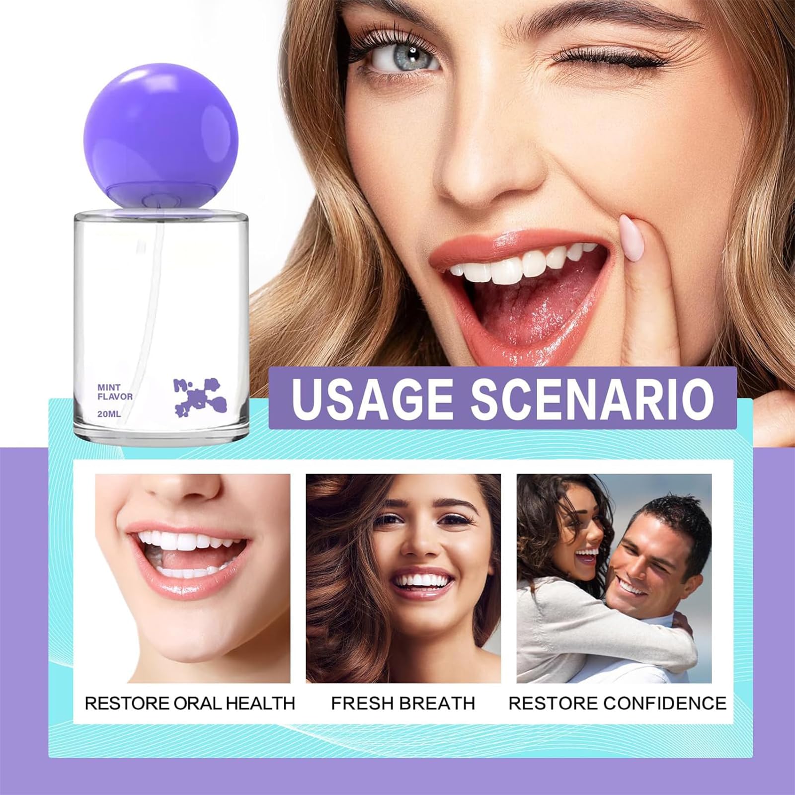 Direct spray into mouth for instant freshness