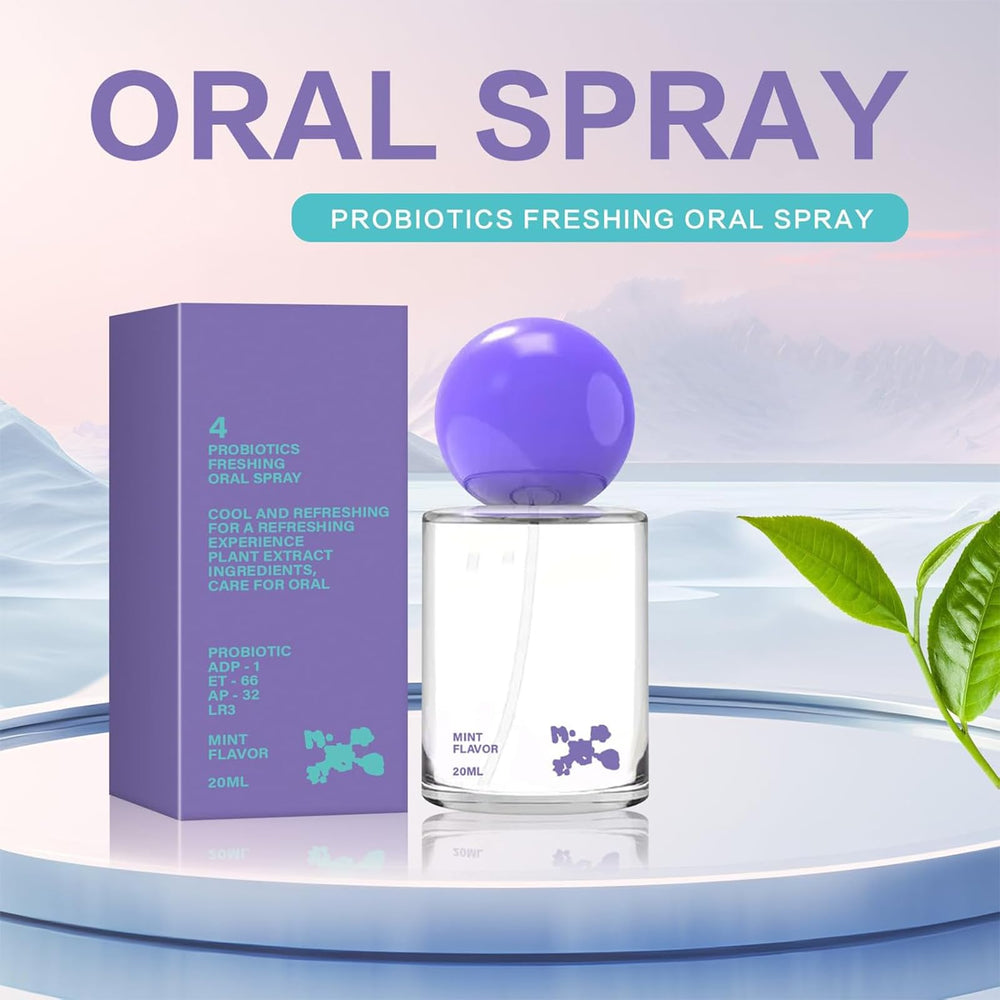 Person applying Probiotic Oral Spray for quick breath refresh