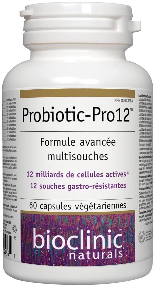 Graphic illustrating 12 probiotic species resistant to gastric acid and bile