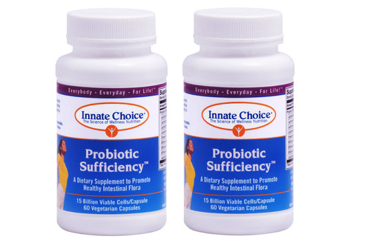 Probiotic Sufficiency 2-Pack bottle and capsules