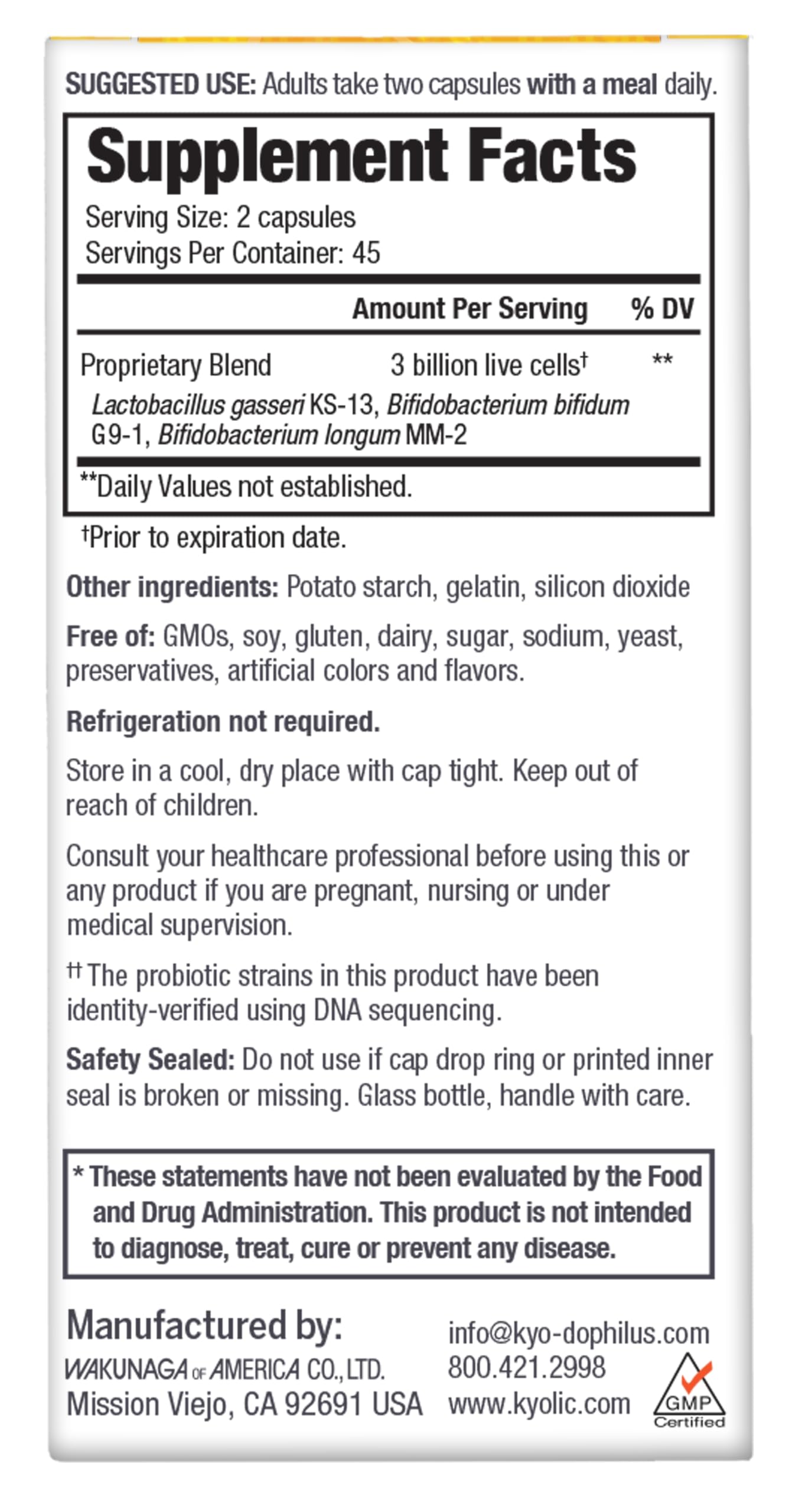 Usage: daily probiotic for travel, medication cycles and everyday