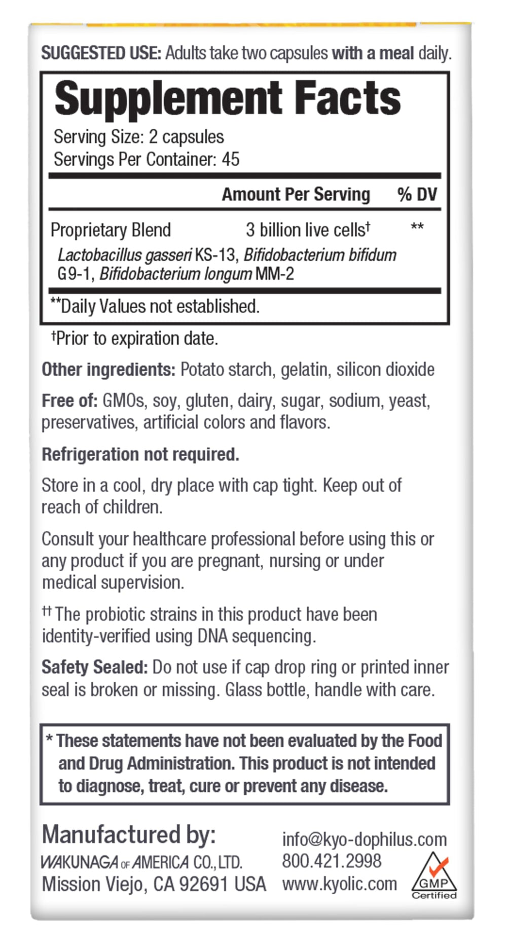 Usage: daily probiotic for travel, medication cycles and everyday