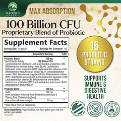 Gut health concept with capsules and leaves