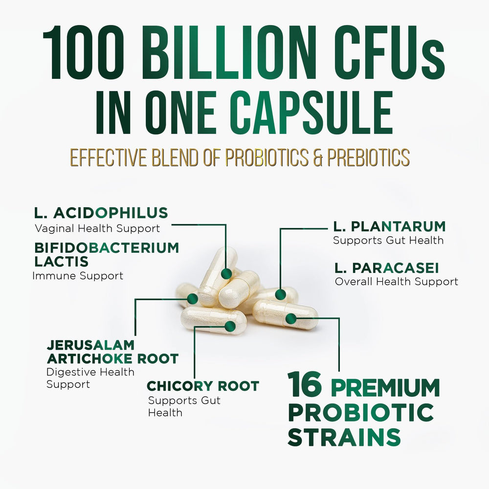 Nutrition facts highlighting 100B CFU on packaging