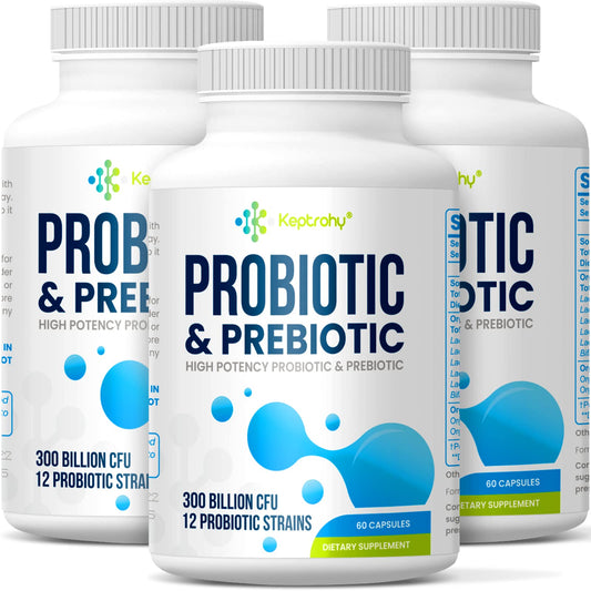 Probiotic bottle label showing 300 Billion CFU and 12 strains