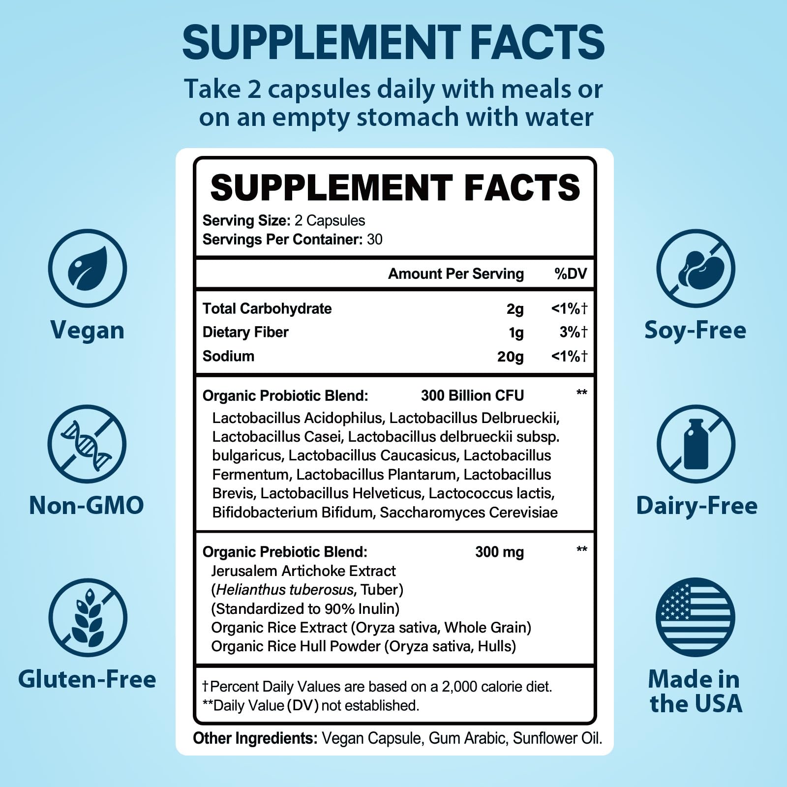 Organic prebiotic blend paired with probiotics