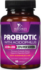 Bottle label showing Probiotics 60 Billion CFU and 10 strains