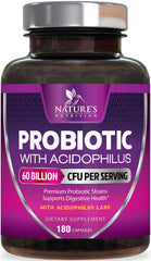 Bottle label displaying probiotics: 60 Billion CFU with 10 strains