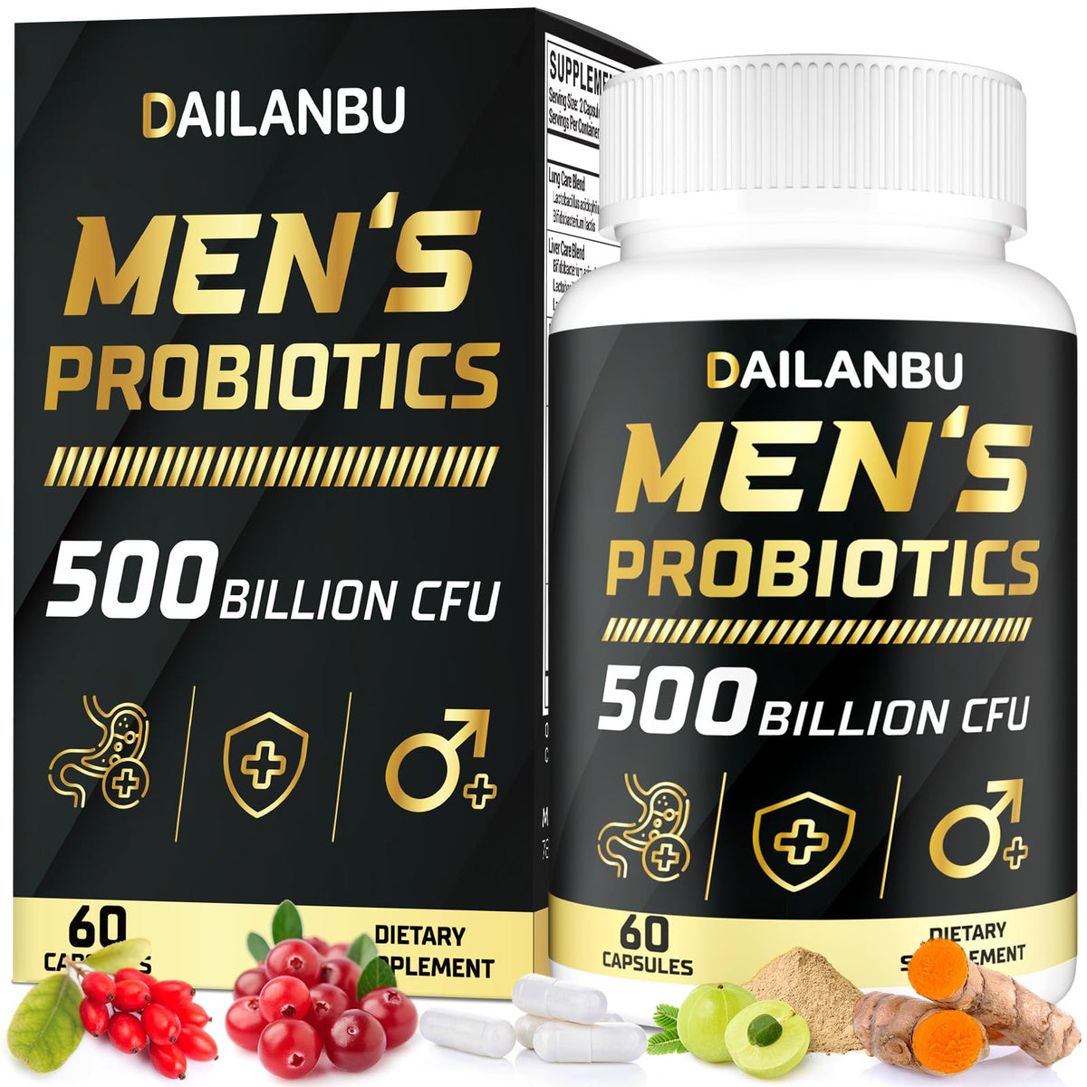 Front view of Probiotics for Men bottle