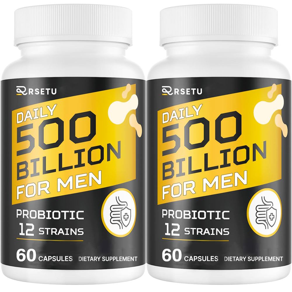 Bottle labeled Probiotics for Men with turmeric, cranberry, and goji
