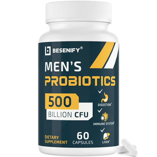 Front view of Probiotics for Men bottle with 60 capsules