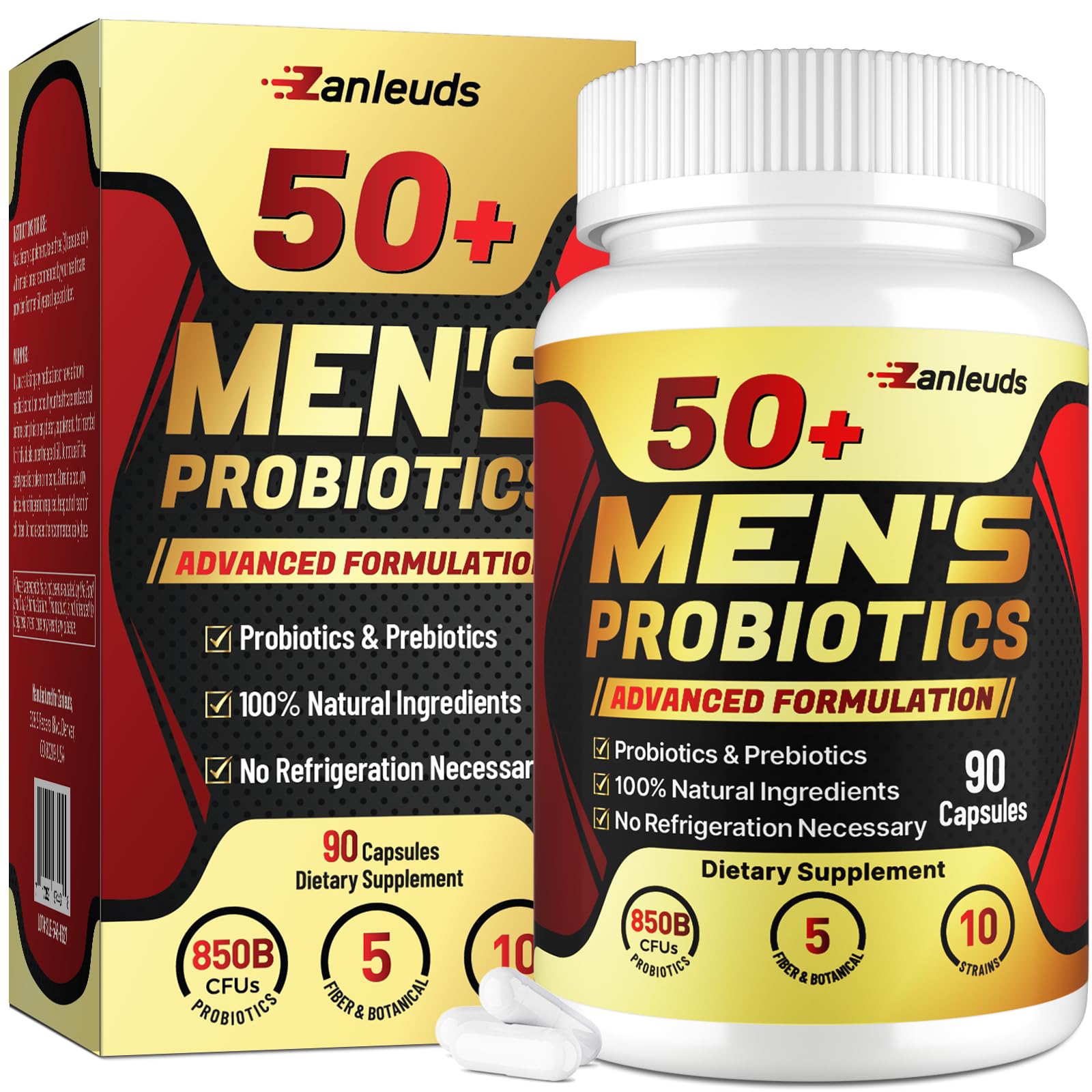 Bottle of probiotics for men aged 50+