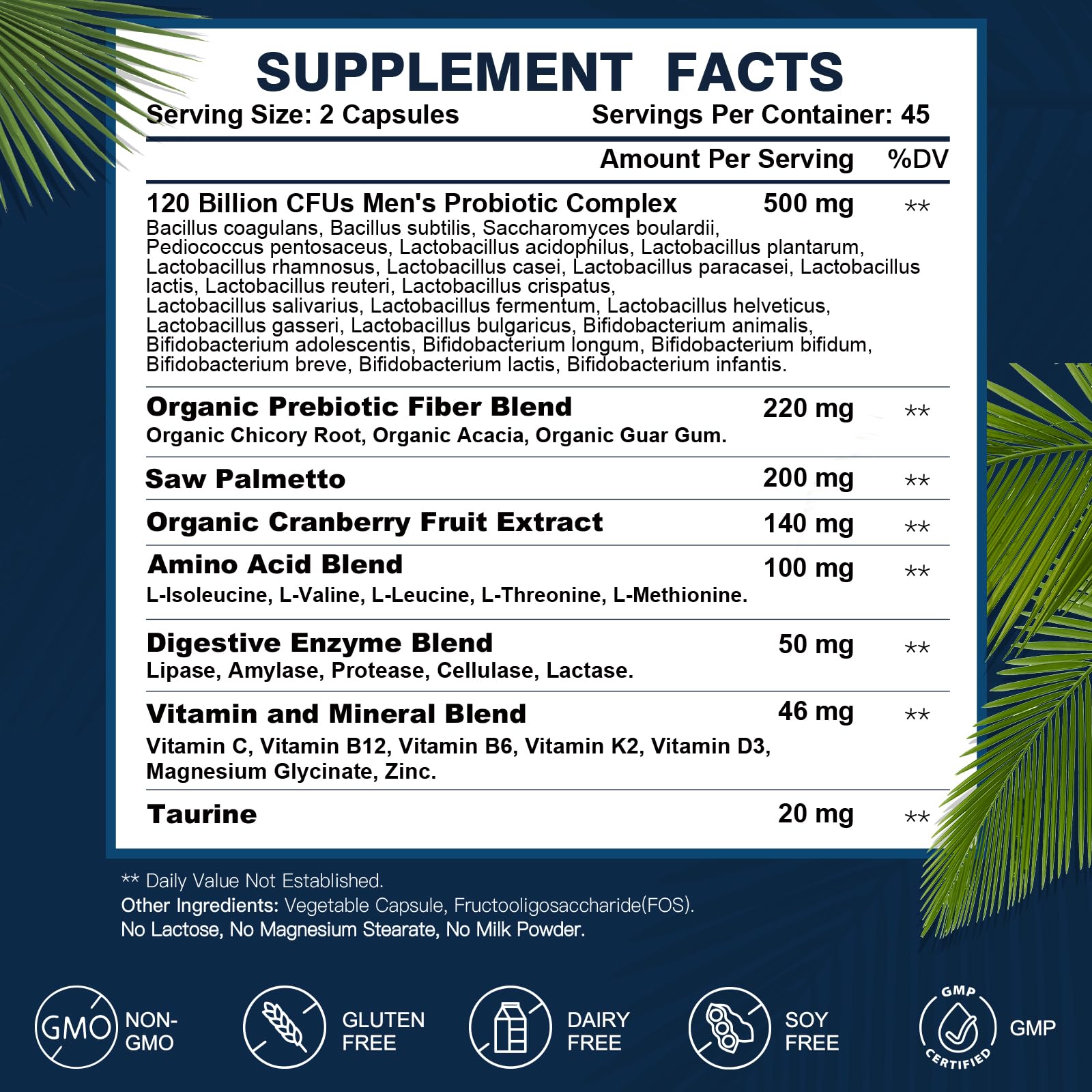 Close-up of two daily capsules from the men's probiotic