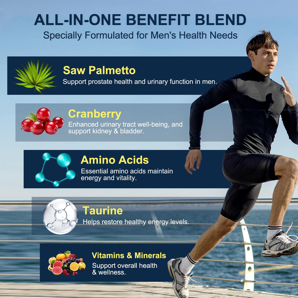 Saw palmetto and cranberry imagery on bottle
