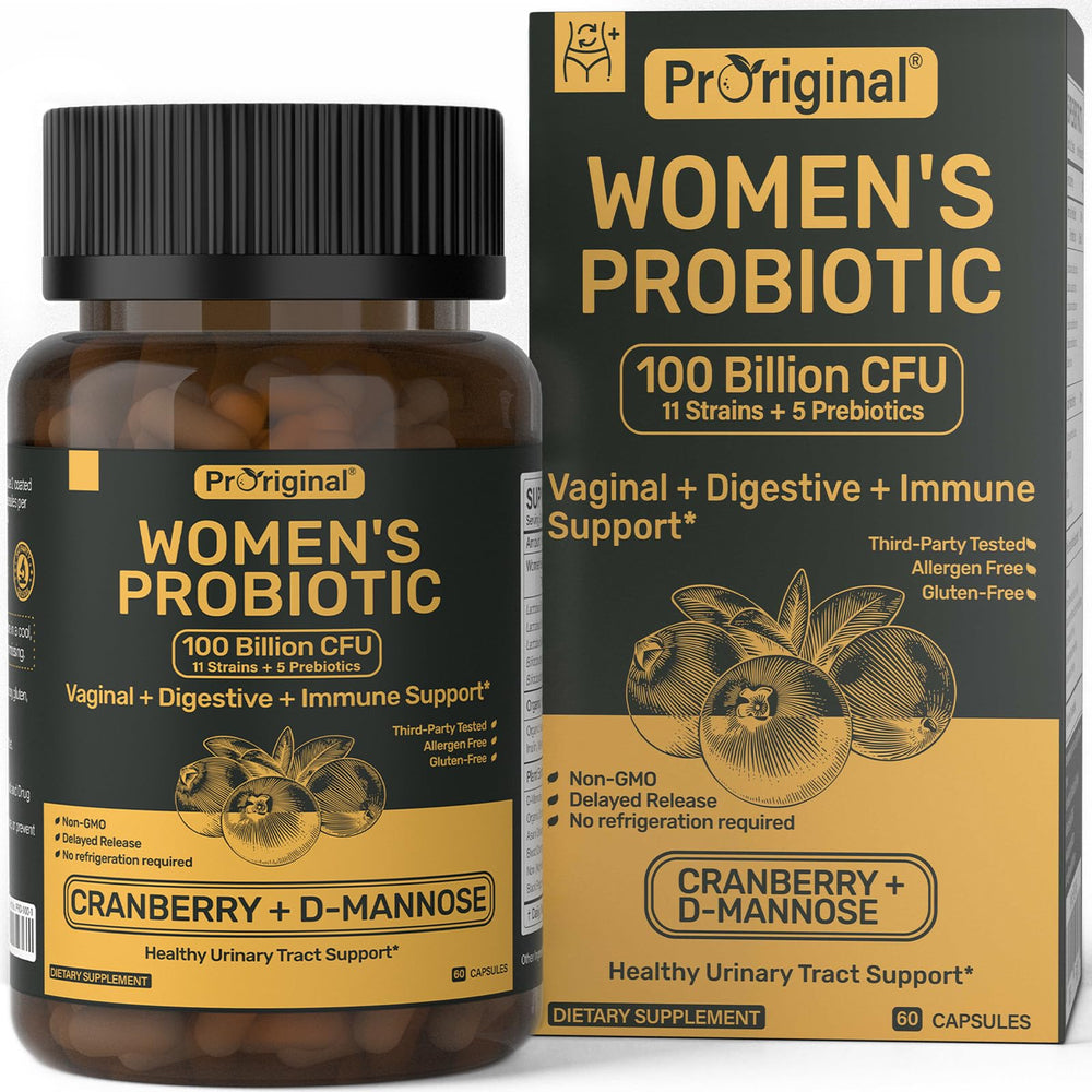 Proriginal Women's Probiotic bottle showing 100B CFU and 11 strains