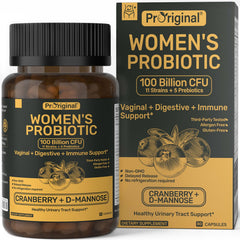 Proriginal Women's Probiotic bottle showing 100B CFU and 11 strains