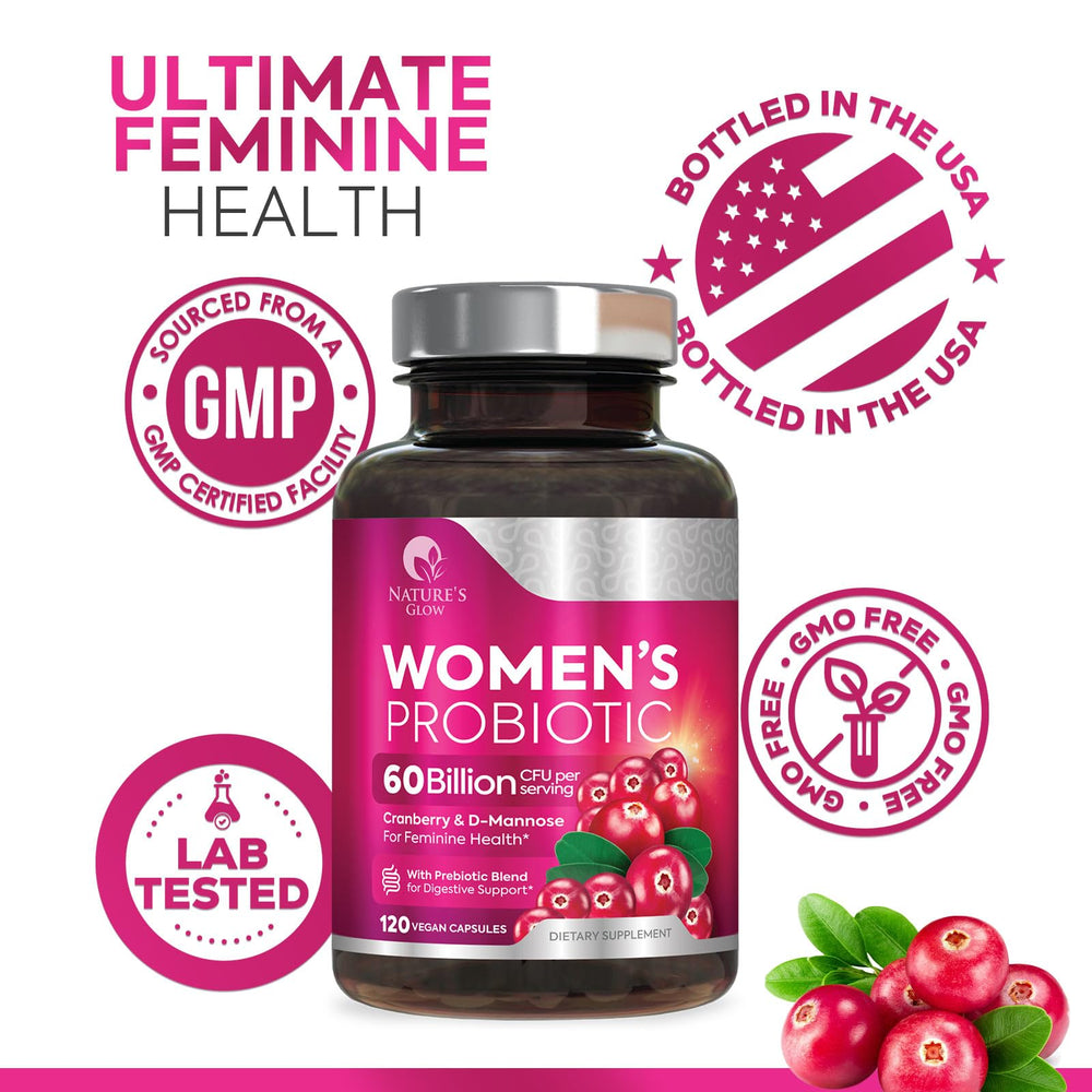 Infographic showing 16 probiotic strains for women's health