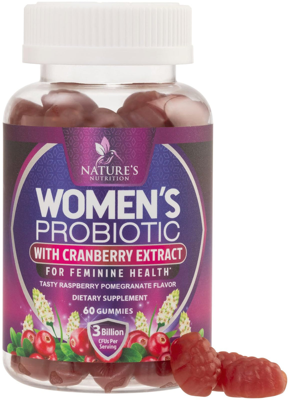 Front view of Probiotics for Women Gummies with Cranberry bottle