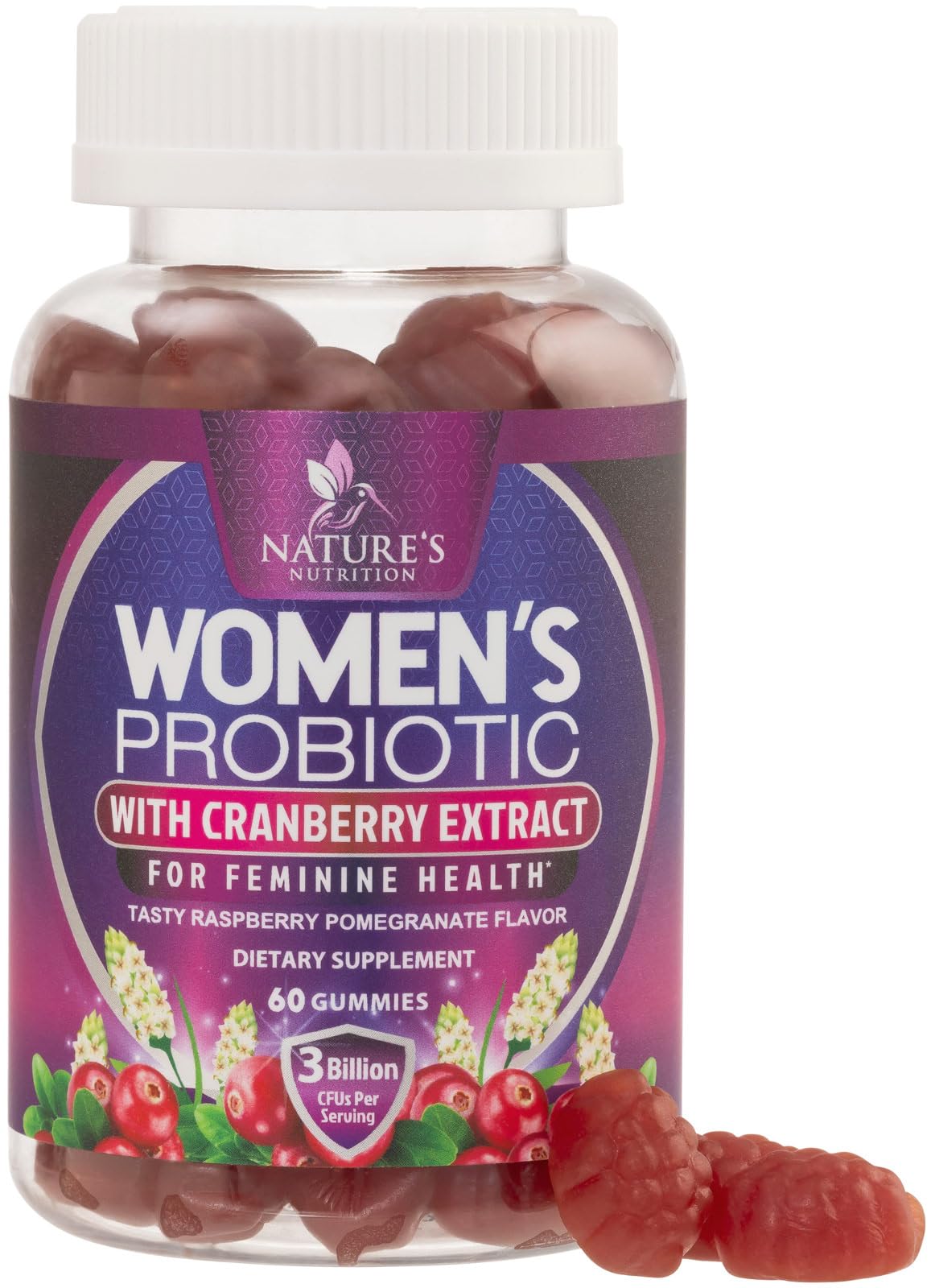 Front view of Probiotics for Women Gummies with Cranberry bottle