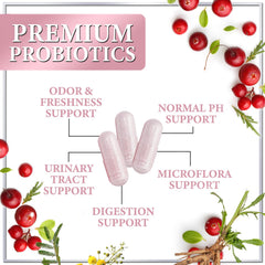 90B CFU women's probiotic capsules with cranberry and prebiotics