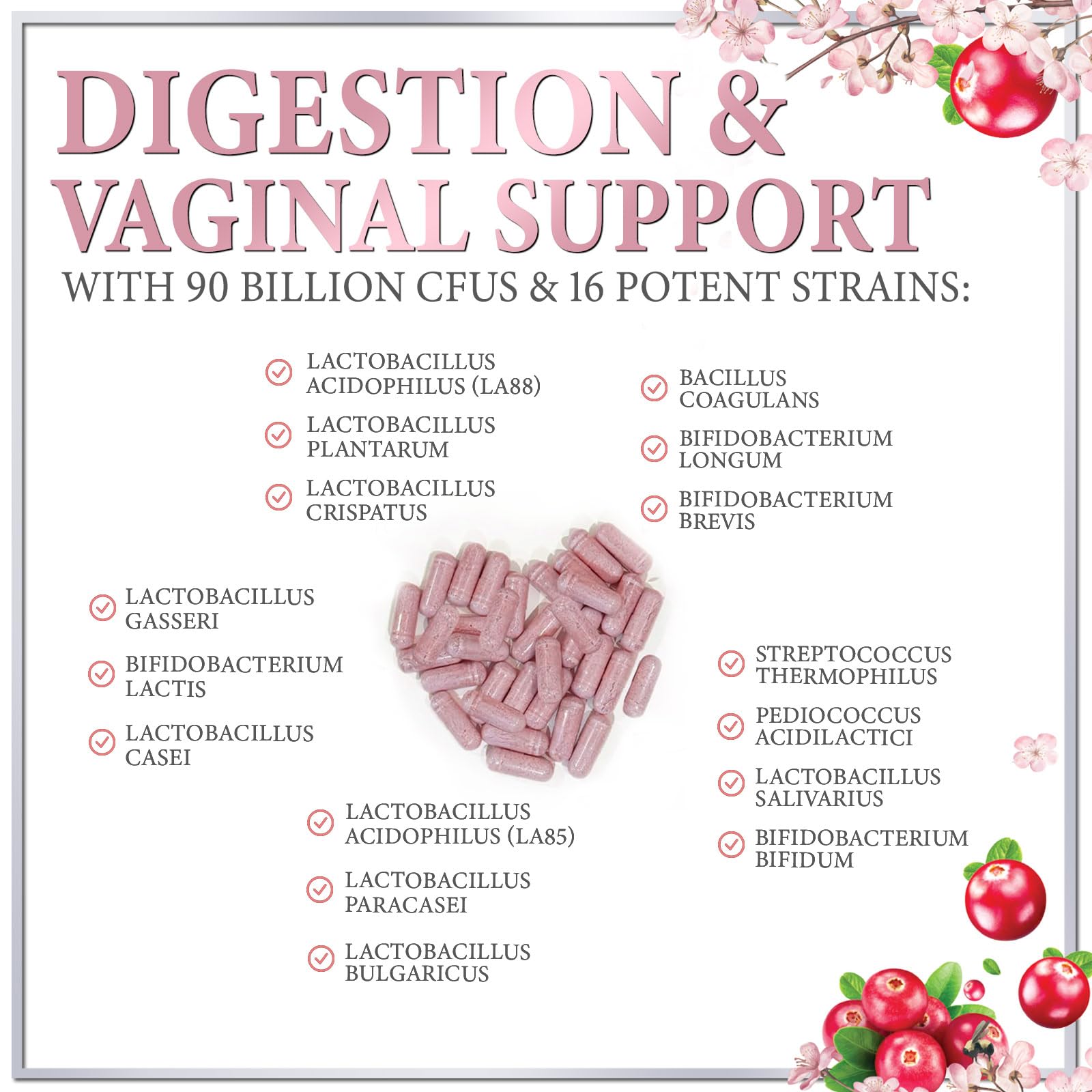 Visual of prebiotics and probiotics for women health