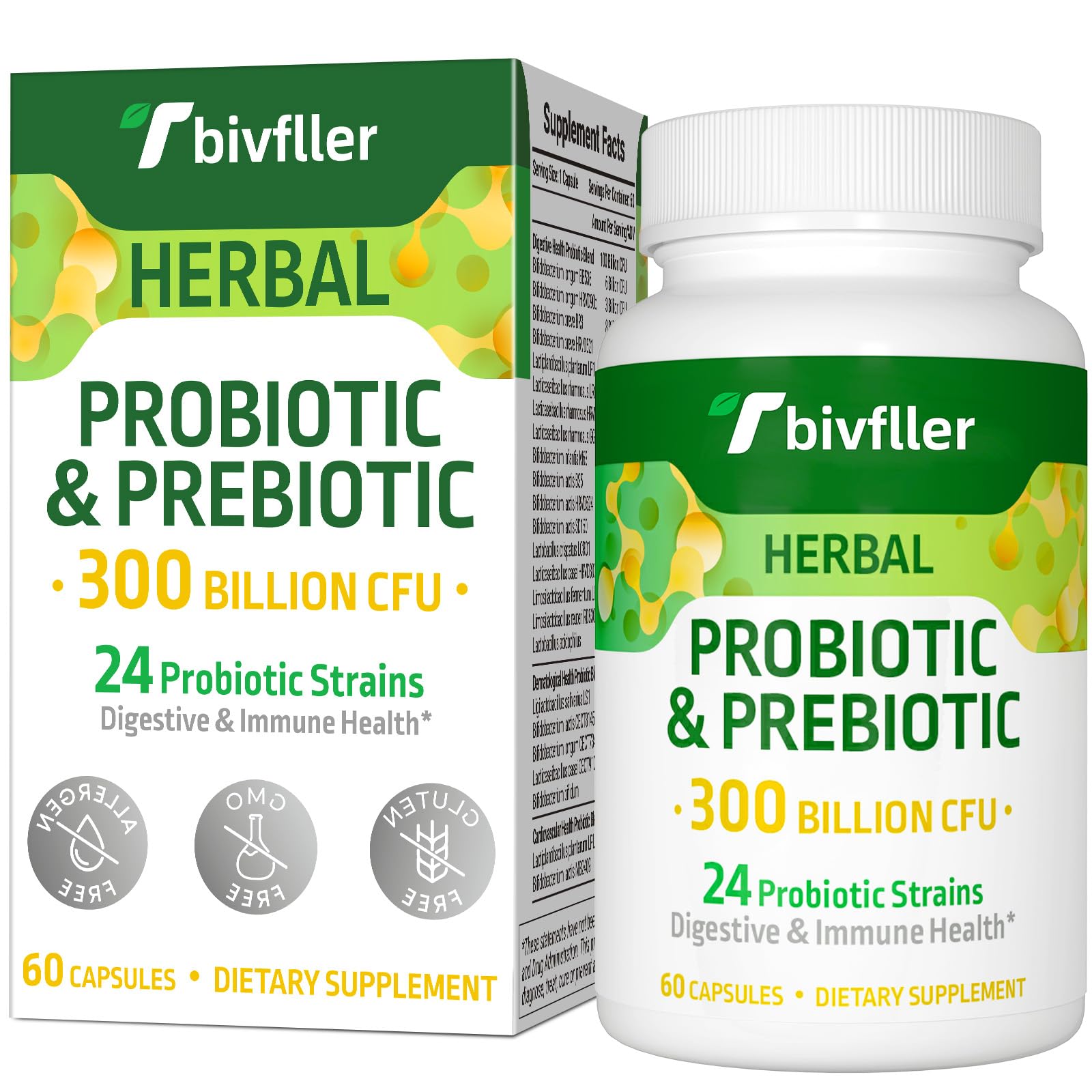 Bottle of Probiotics for Women and Men with 300B CFU label