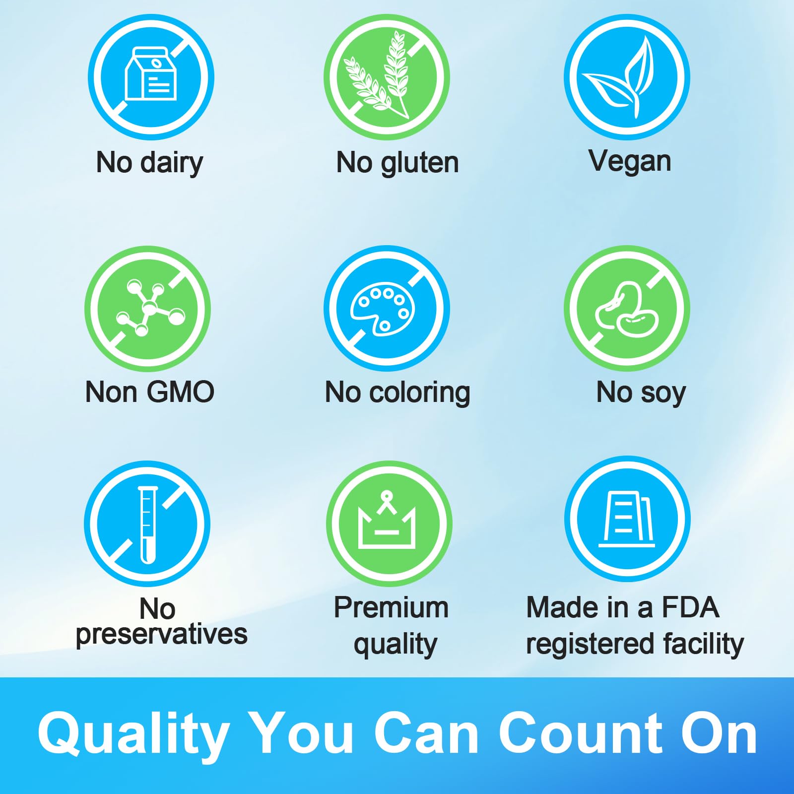 Non-GMO, vegan, gluten-free probiotic packaging