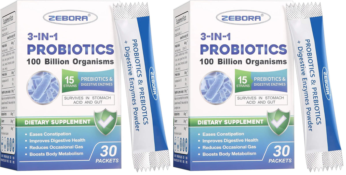 ZEBORA 3-in-1 Probiotics packaging (Pack of 2)