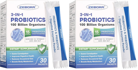 ZEBORA 3-in-1 Probiotics packaging (Pack of 2)