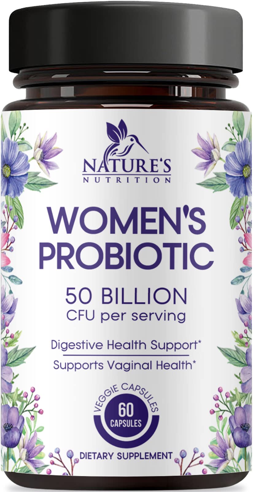 Bottle of Nature’s Nutrition Probiotics for Women’s Digestive Health