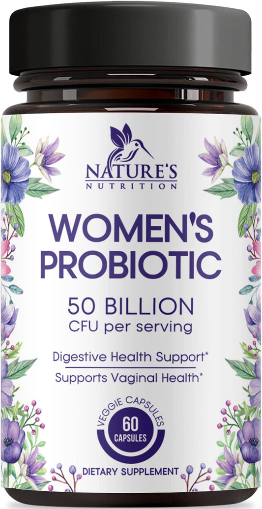 Bottle of Nature’s Nutrition Probiotics for Women’s Digestive Health