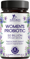 Bottle of Nature’s Nutrition Probiotics for Women’s Digestive Health