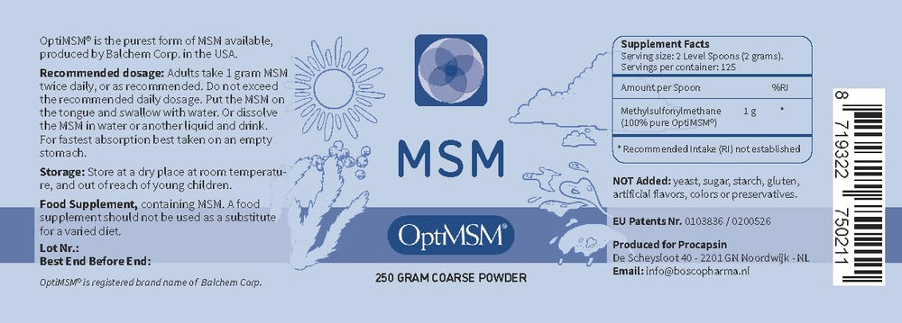 Procapsin OptiMSM 250g packaging and label