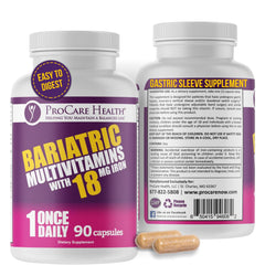 ProCare Health bariatric multivitamin bottle with capsules for post-op recovery
