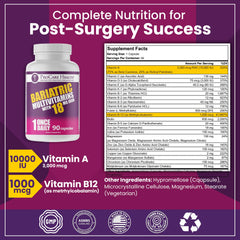 Front label of ProCare Health bariatric multivitamin showing nutrients