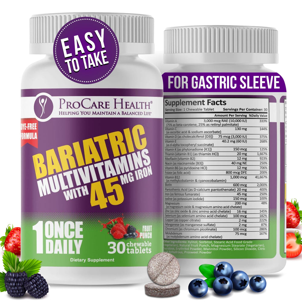 ProCare Health Bariatric Multivitamin with Iron 45mg fruit punch chewable — 30 tablets