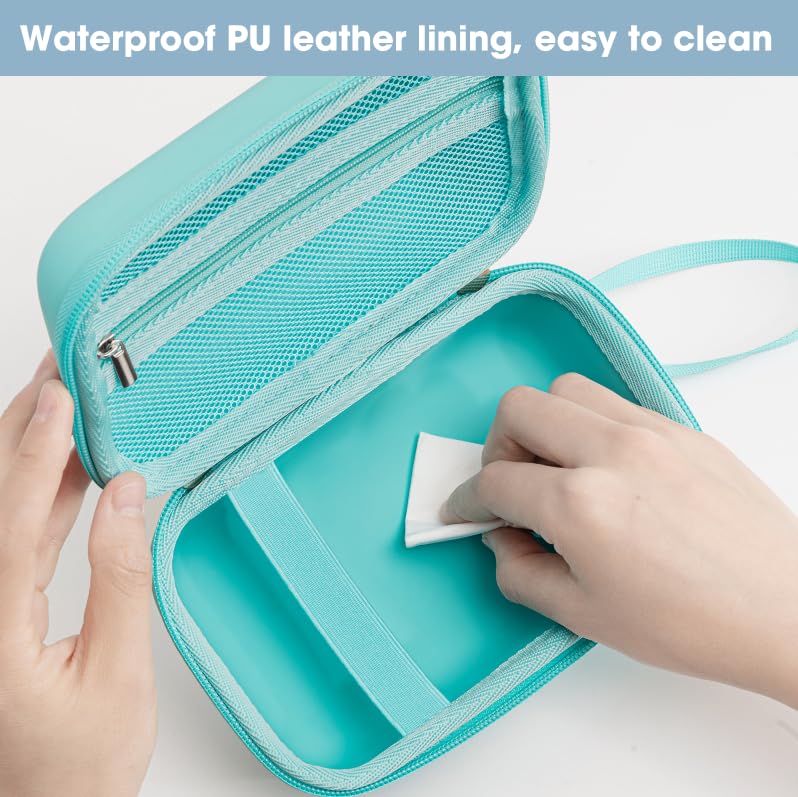 ProCase hard-shell EVA exterior cushions contents from shocks and dust during travel.