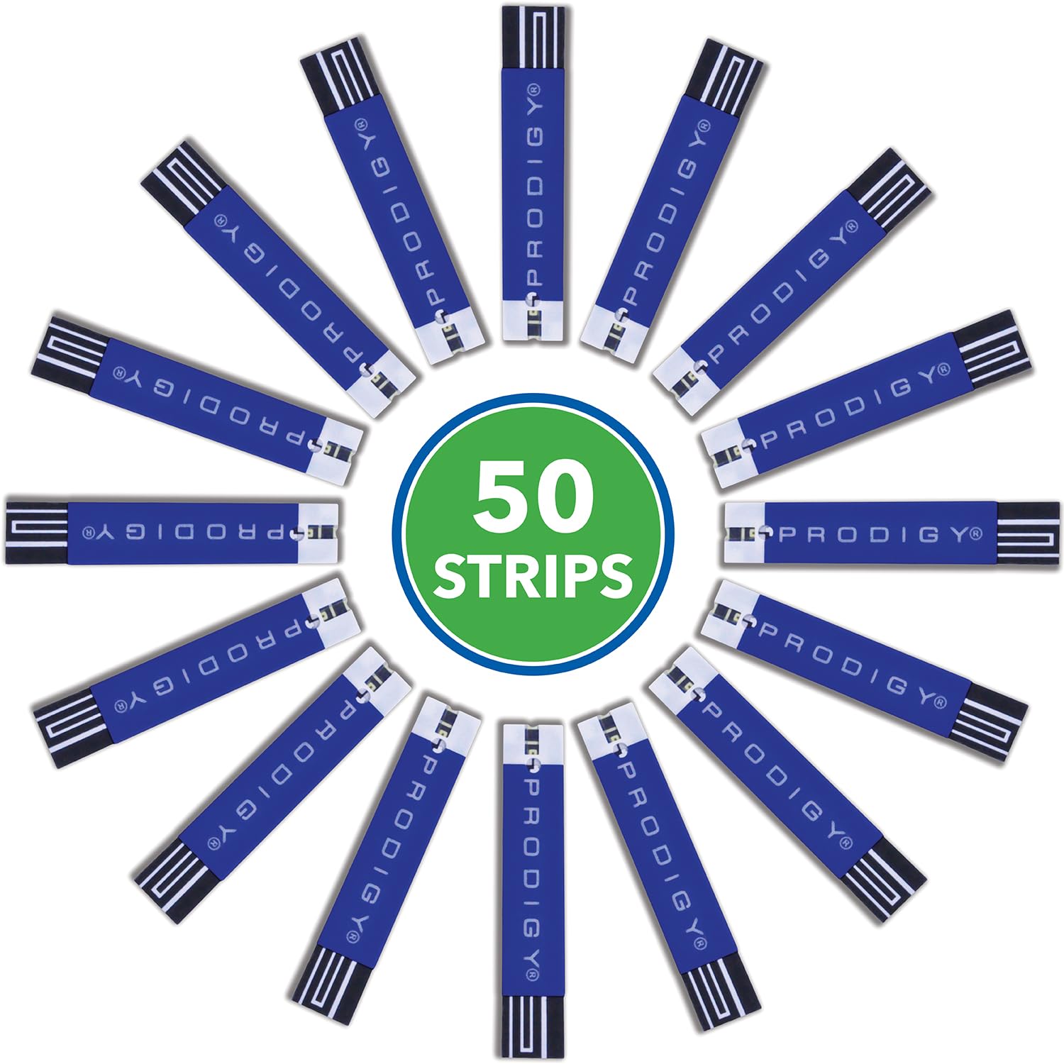 PRODIGY test strips beside compatible meters highlighting easy integration.