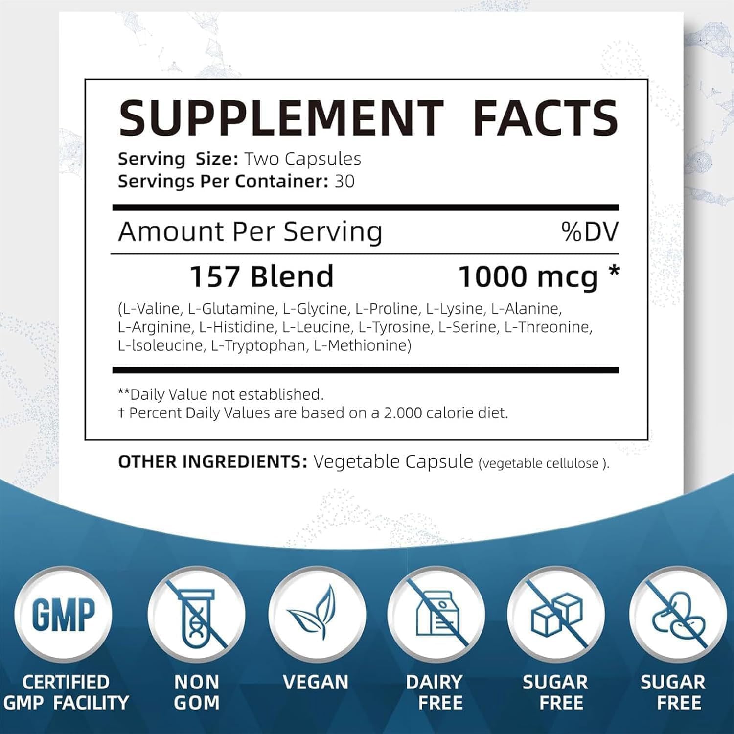 Close-up of label showing Non-GMO and Gluten Free claims