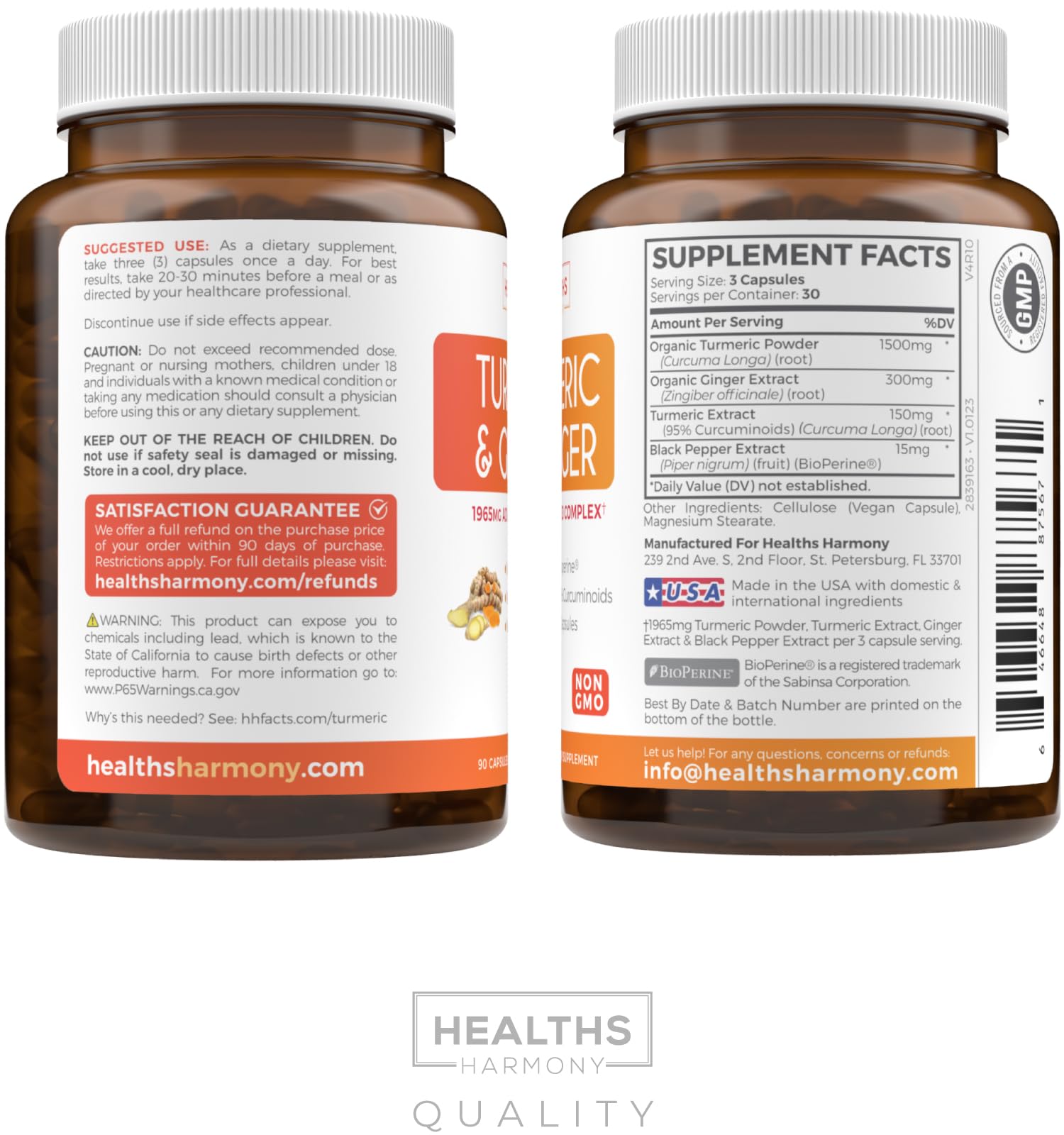 Product bottle close-up – Turmeric Ginger supplement