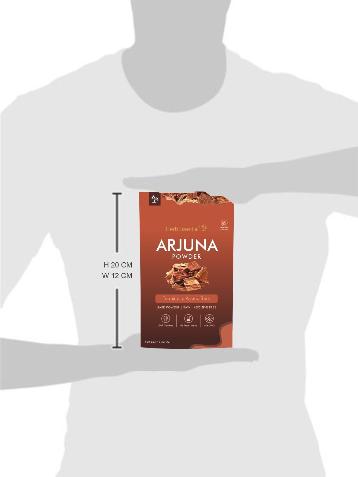 Product display with two Arjuna powder packs