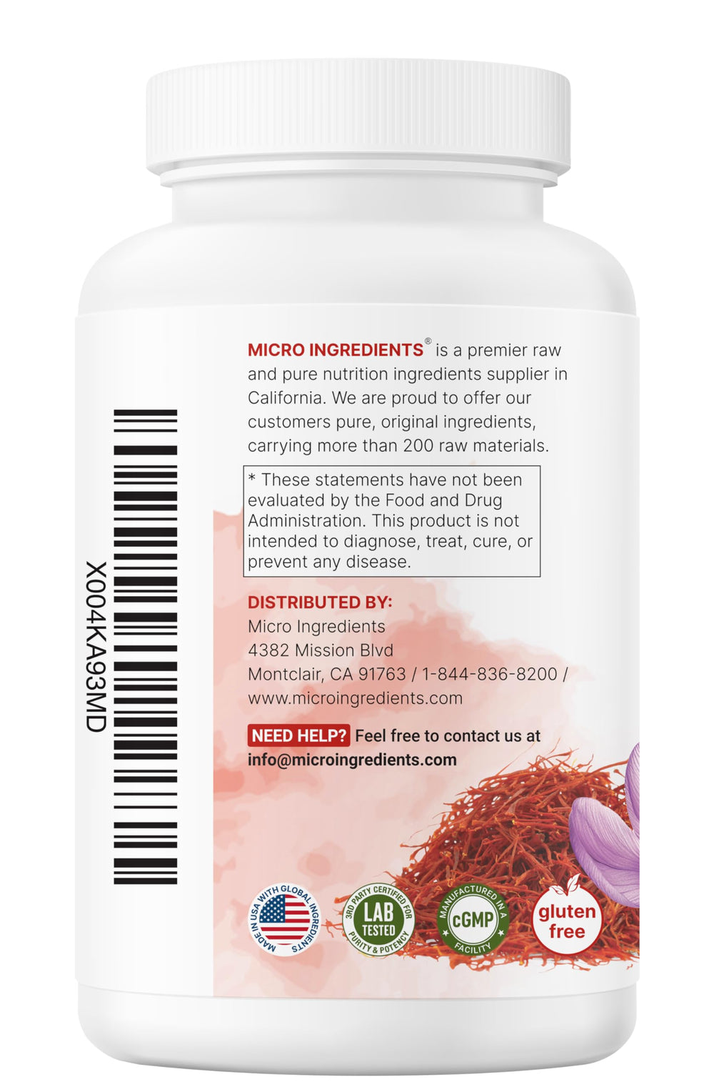 Packaging and ingredients label showing product details