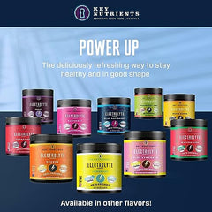 Product arrangement featuring blue raspberry electrolyte powder