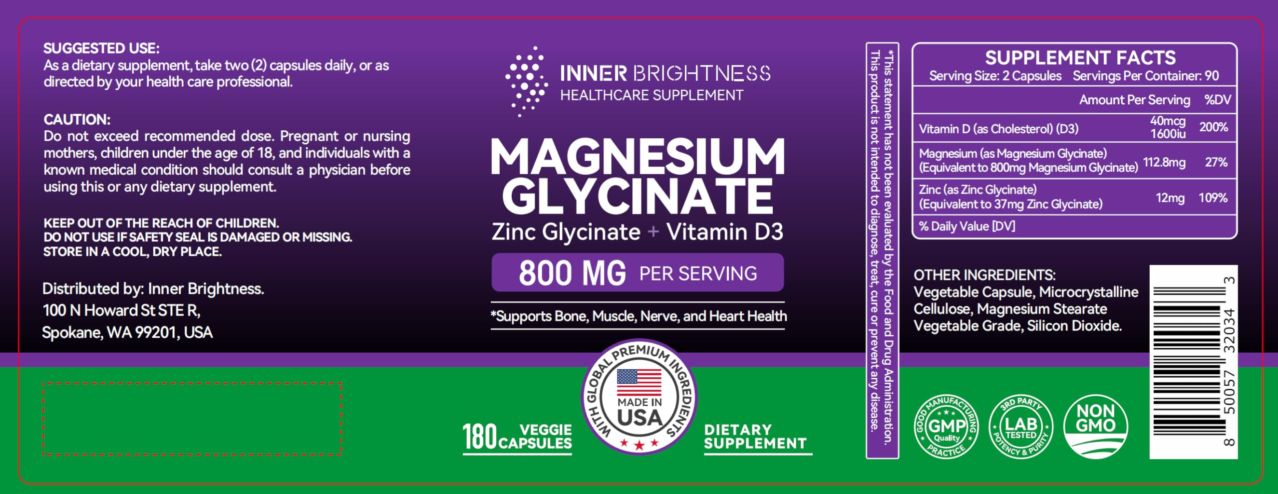Front view of the product packaging and bottle
