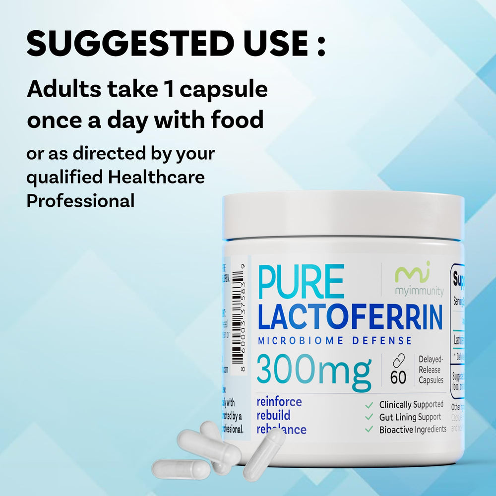 Product packaging shot of 60-capsule lactoferrin bottle