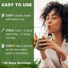 Dropper bottle served with juice showing usage idea