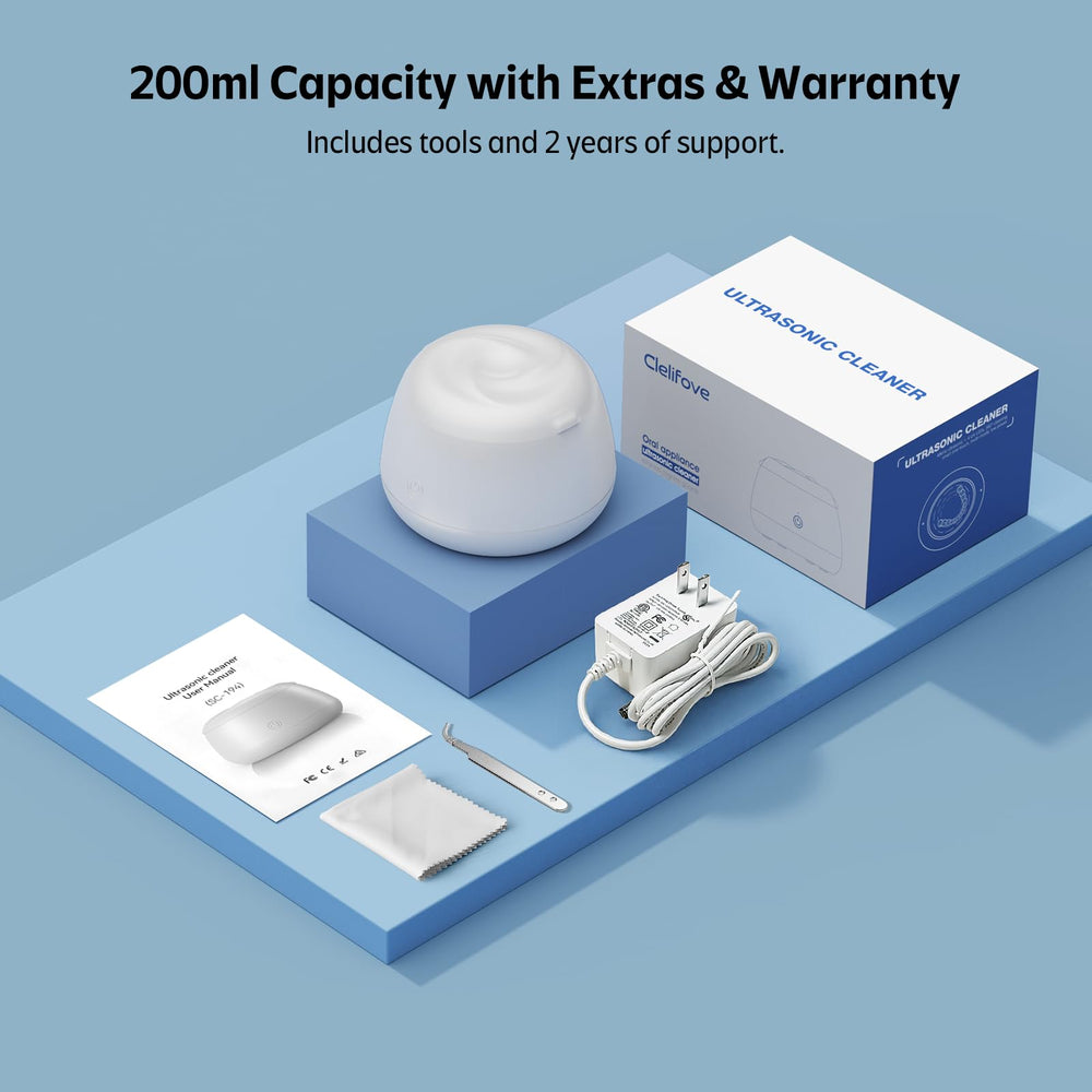 Product image with warranty information and packaging