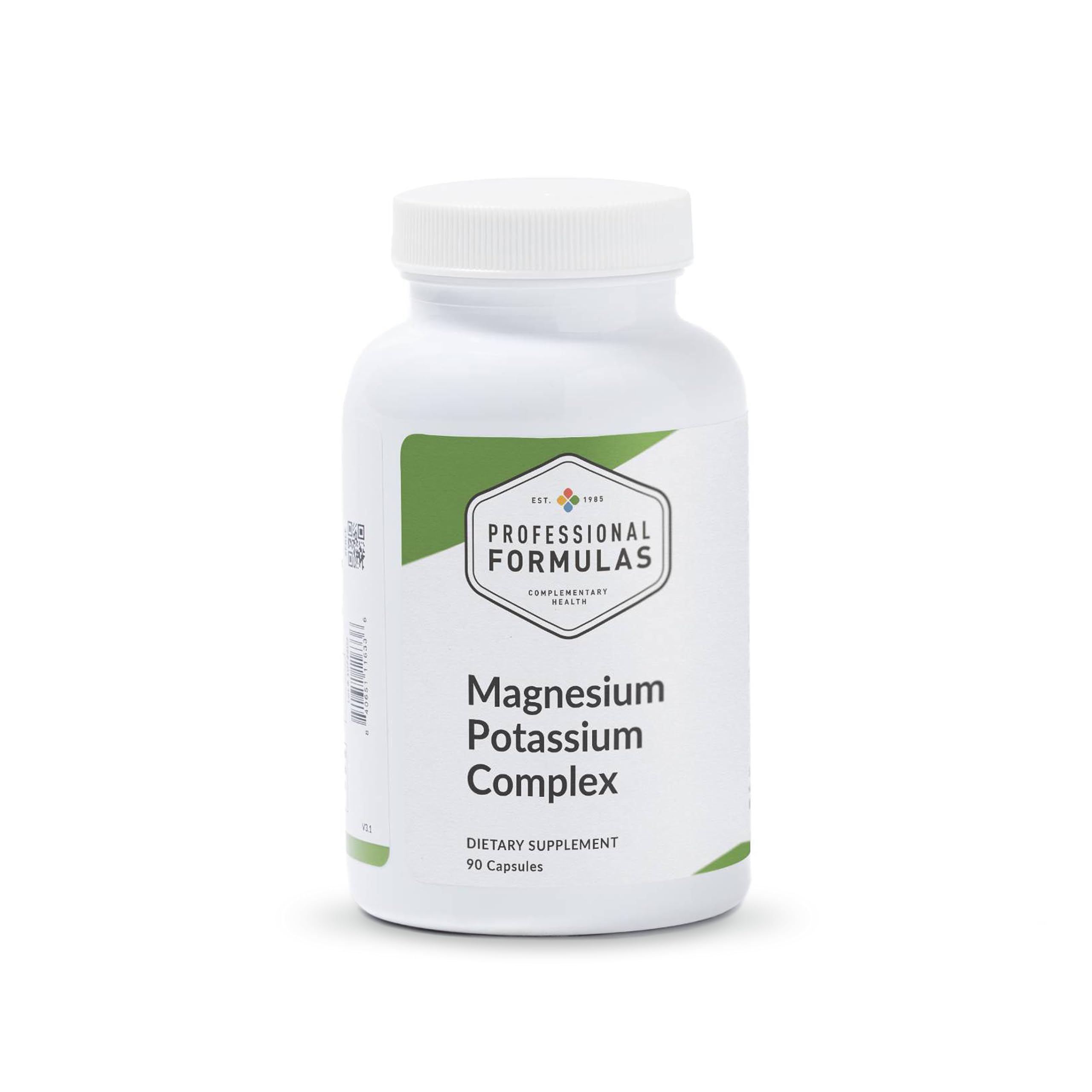 Bottle of Professional Formulas Magnesium Potassium Complex 90 capsules with label