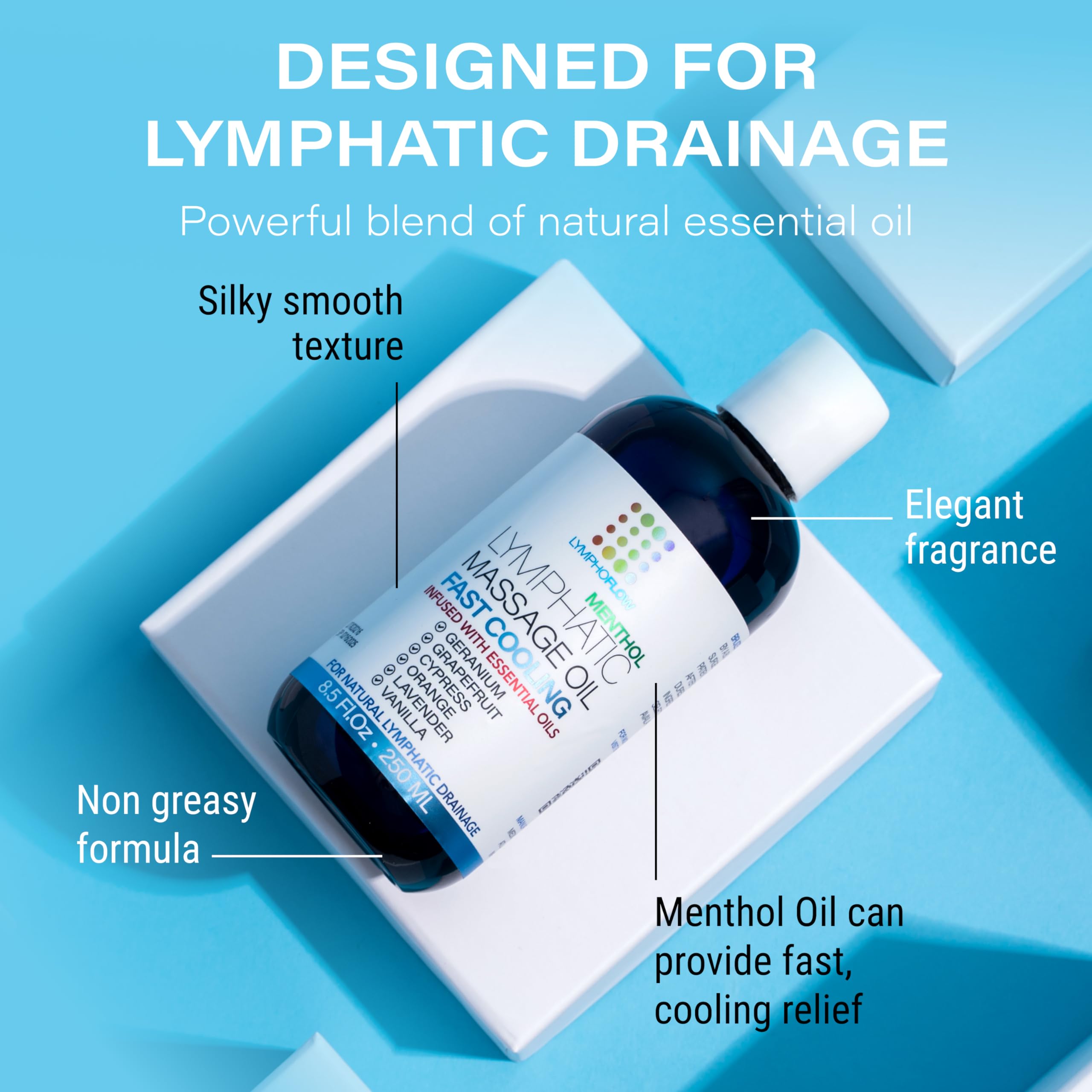 A professional manual lymphatic drainage massage using the oil